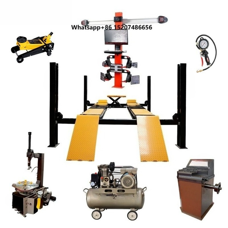 Wheel Alignment Machine - Vierkoloms hydraulische autolift reparatiewerkplaatsapparatuur combo 3D